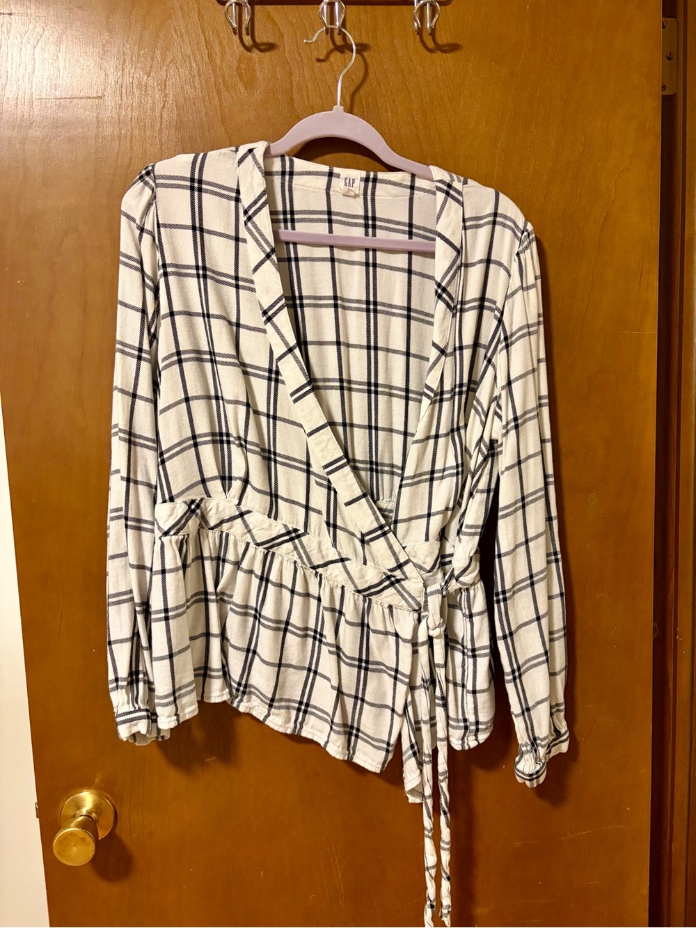 Gap Plaid Wrap Top - Long Sleeve
